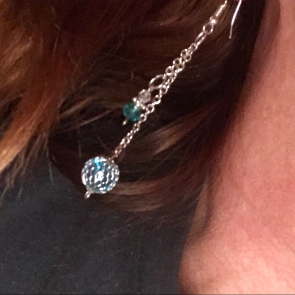 Foxy Farm Designs Jewelry - NWT HANDMADE BY ME DANGLY SWAROVSKI BLUE E…